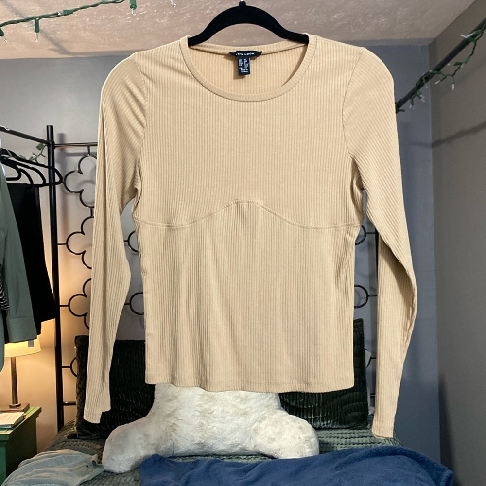 Tan Longsleeve Ribbed Top